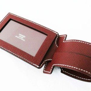 Hermes Brown Leather Luggage Tag With Original Box - Never Used